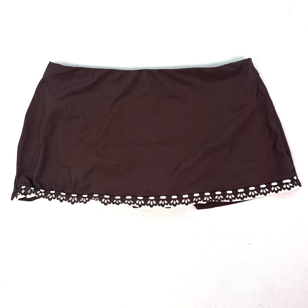 Profile by Gottex Brown Scalloped Laser Cut Swim Skirt Skort E901 1P92 Womens 8